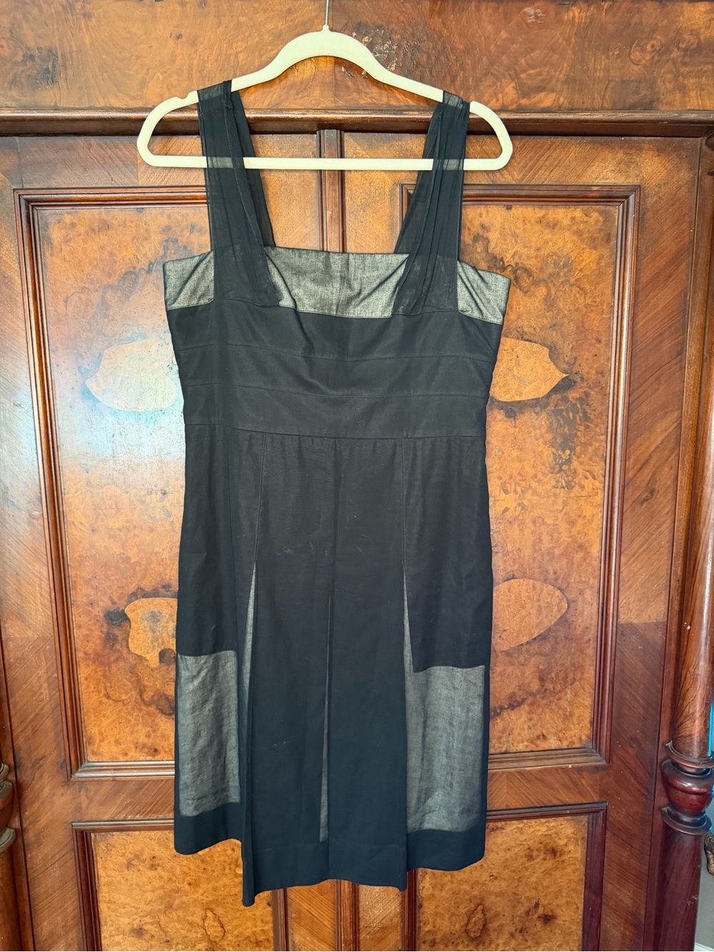 Akris Black & Cream Peekaboo Panel Dress Built-in Bra US 10 / FR 42